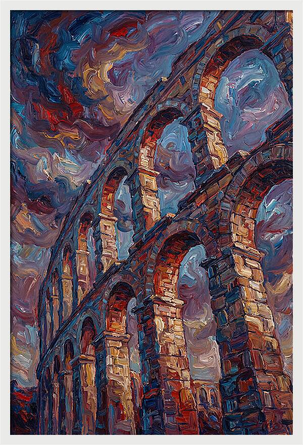 Majestic Aqueduct Beneath Stormy Skies