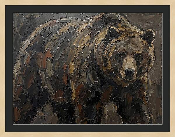 Majestic Bear In Palette Knife Style