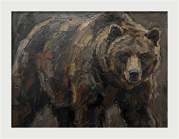 Majestic Bear In Palette Knife Style