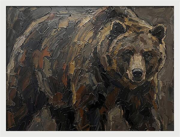 Majestic Bear In Palette Knife Style