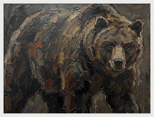Majestic Bear In Palette Knife Style