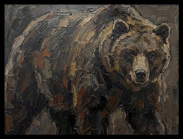 Majestic Bear In Palette Knife Style