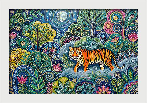 Majestic Bengal Tiger Amidst Lush Greenery