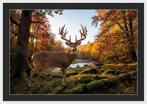 Majestic Buck Among Autumn Leaves