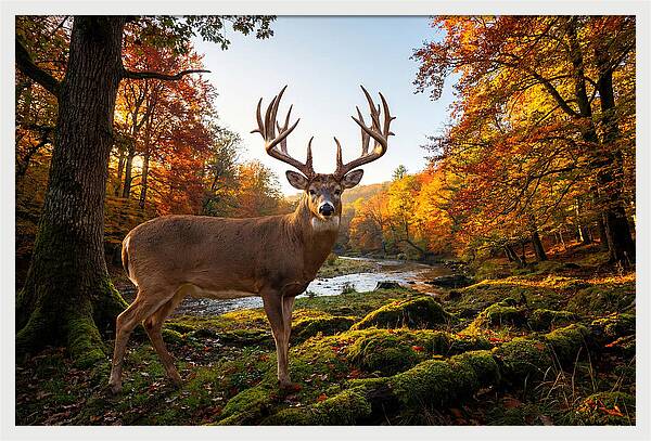 Majestic Buck Among Autumn Leaves