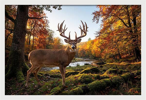 Majestic Buck Among Autumn Leaves