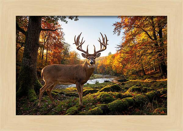 Majestic Buck Among Autumn Leaves