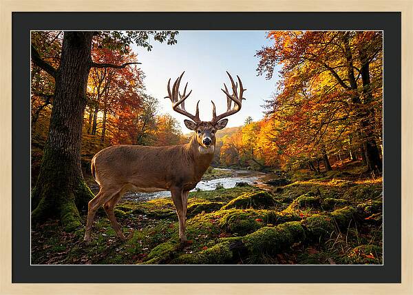 Majestic Buck Among Autumn Leaves