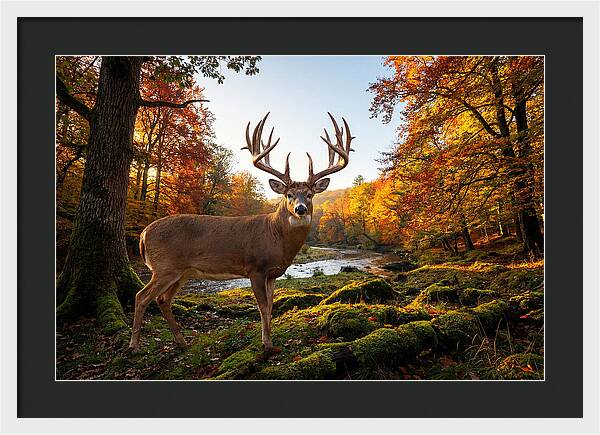 Majestic Buck Among Autumn Leaves