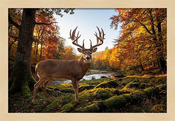 Majestic Buck Among Autumn Leaves