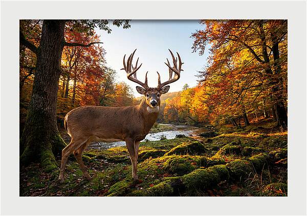 Majestic Buck Among Autumn Leaves