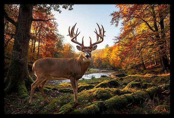 Majestic Buck Among Autumn Leaves