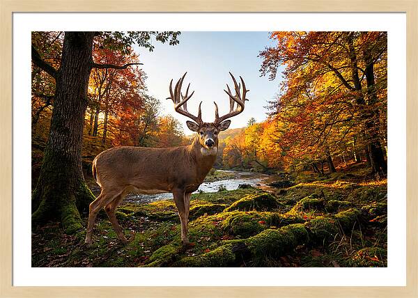 Majestic Buck Among Autumn Leaves
