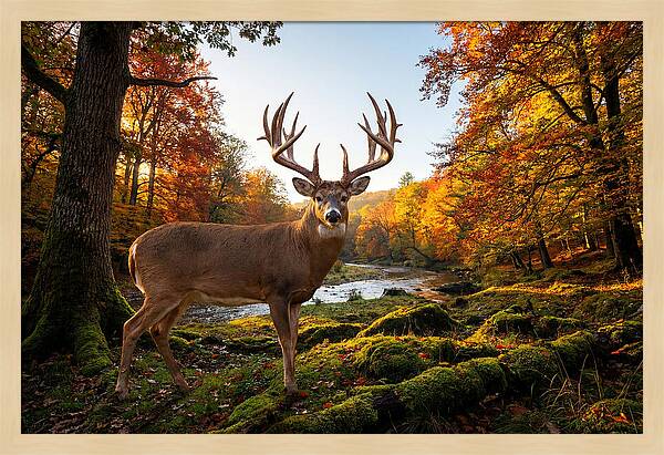 Majestic Buck Among Autumn Leaves