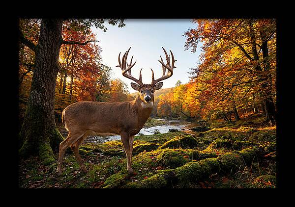 Majestic Buck Among Autumn Leaves
