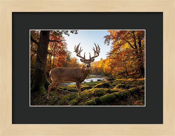 Majestic Buck Among Autumn Leaves