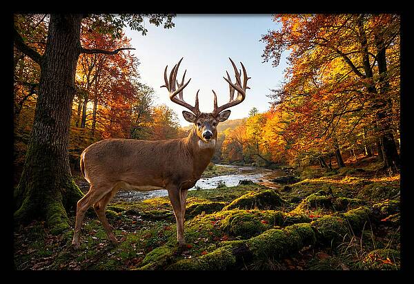 Majestic Buck Among Autumn Leaves