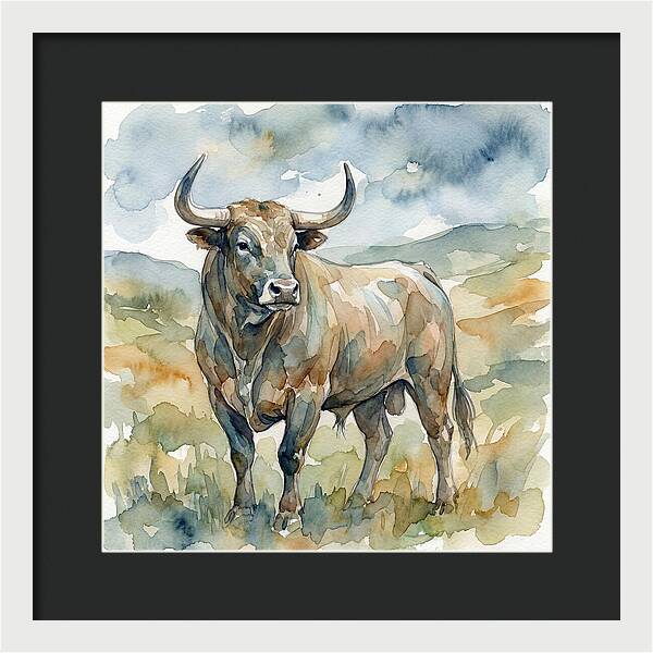 Majestic Bull In Watercolor