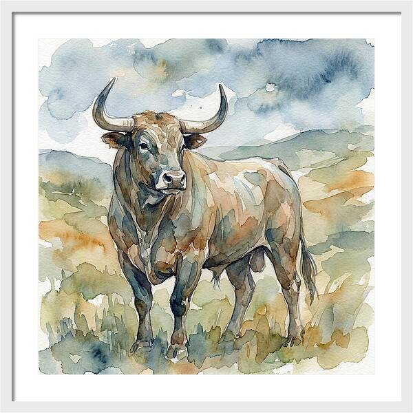 Majestic Bull In Watercolor