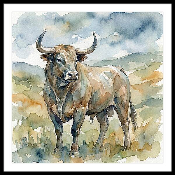 Majestic Bull In Watercolor