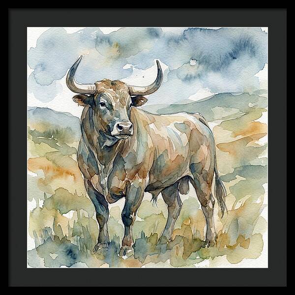 Majestic Bull In Watercolor