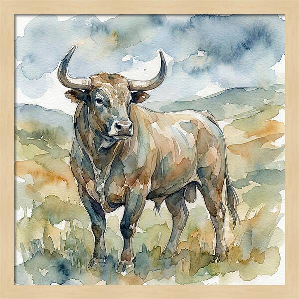 Majestic Bull In Watercolor