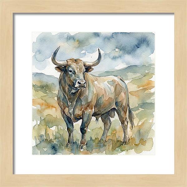 Majestic Bull In Watercolor