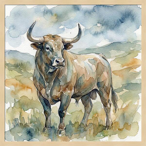 Majestic Bull In Watercolor