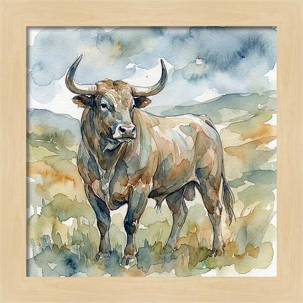 Majestic Bull In Watercolor