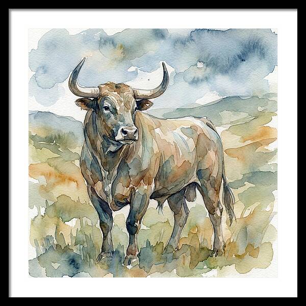 Majestic Bull In Watercolor