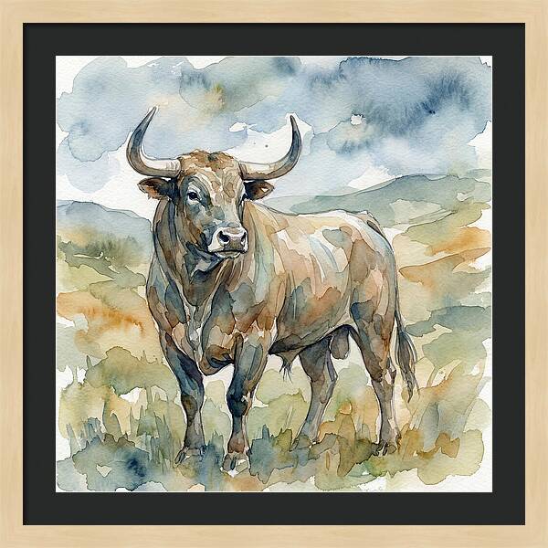 Majestic Bull In Watercolor