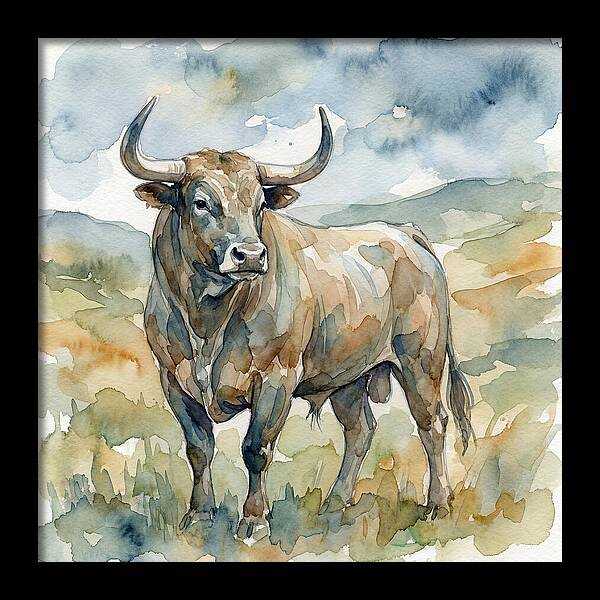 Majestic Bull In Watercolor