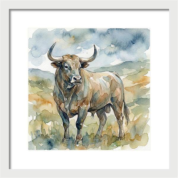 Majestic Bull In Watercolor