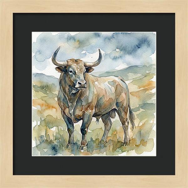 Majestic Bull In Watercolor