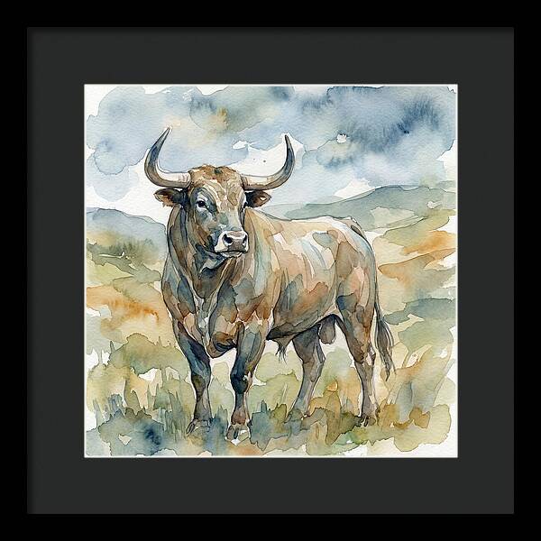 Majestic Bull In Watercolor