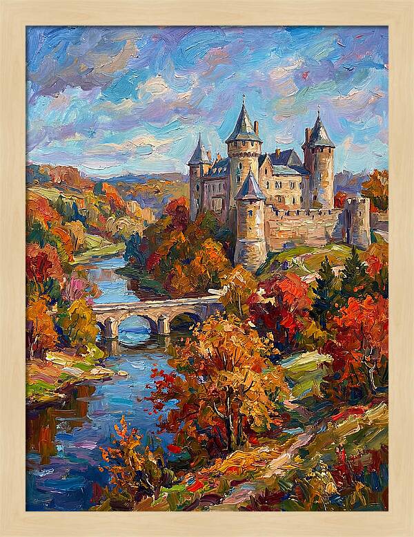 Majestic Castle Amidst Autumn Colors