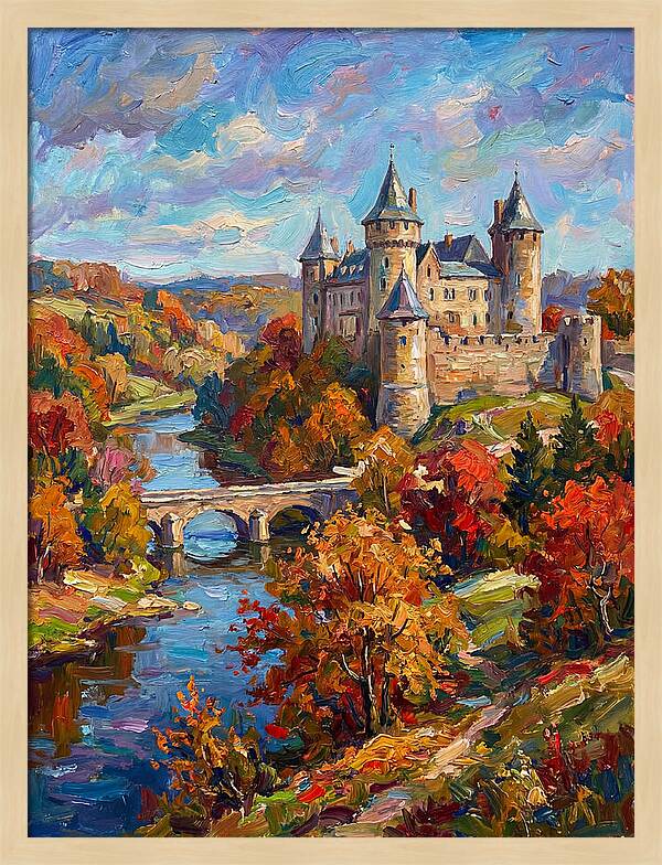 Majestic Castle Amidst Autumn Colors