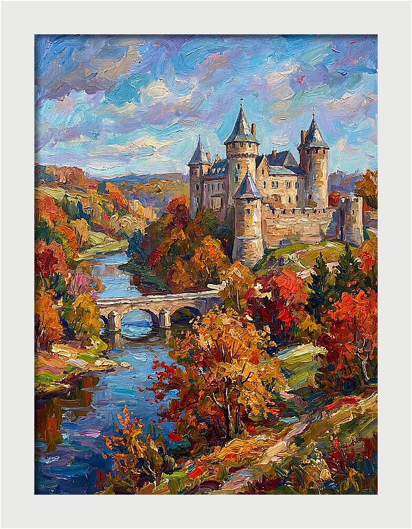 Majestic Castle Amidst Autumn Colors