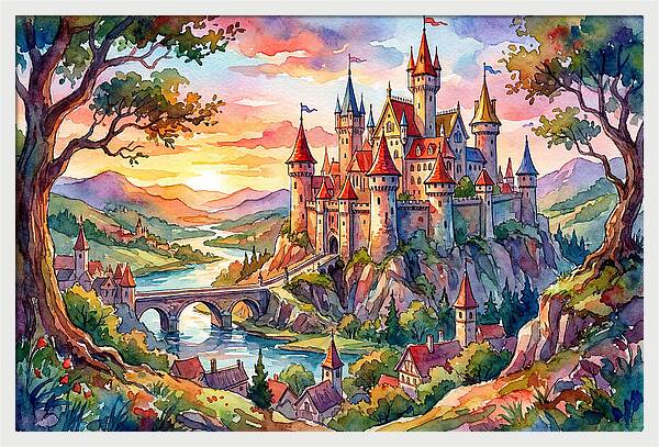 Majestic Castle At Sunset