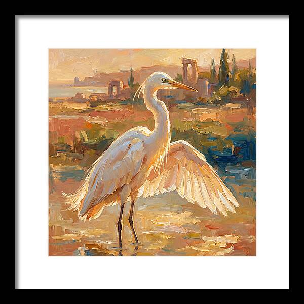 Majestic Egret In The Mediterranean