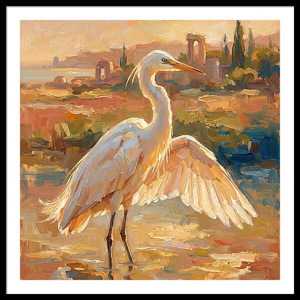 Majestic Egret In The Mediterranean
