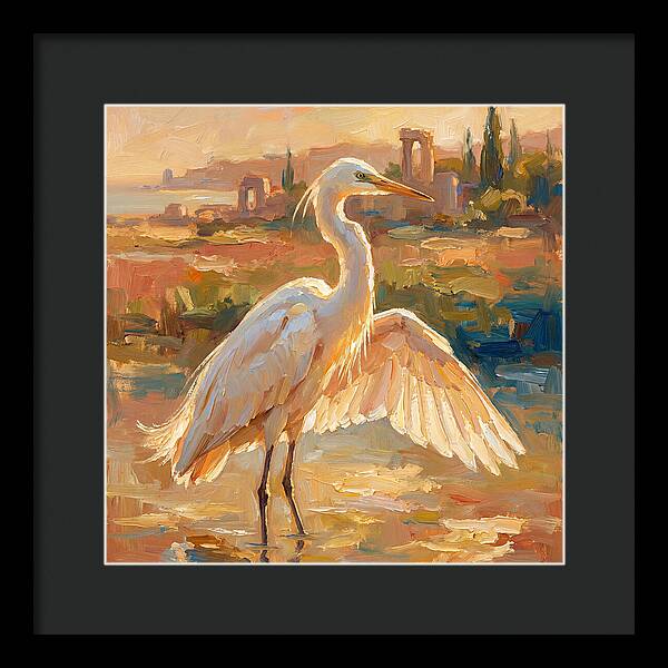 Majestic Egret In The Mediterranean
