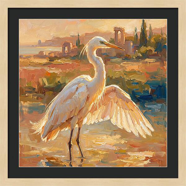 Majestic Egret In The Mediterranean