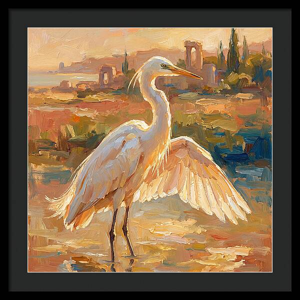 Majestic Egret In The Mediterranean