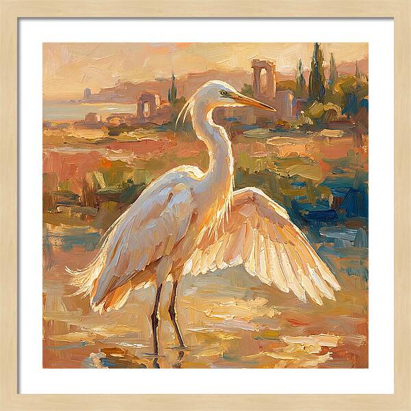 Majestic Egret In The Mediterranean