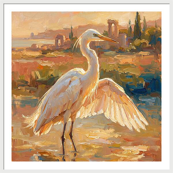 Majestic Egret In The Mediterranean