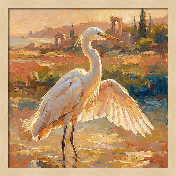 Majestic Egret In The Mediterranean