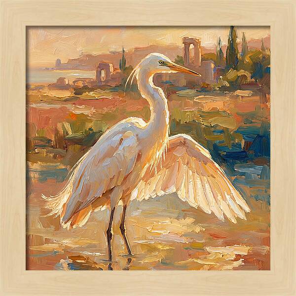 Majestic Egret In The Mediterranean
