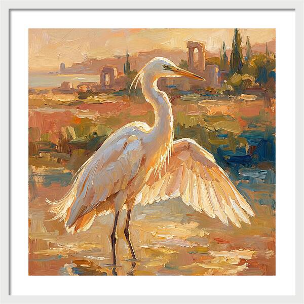 Majestic Egret In The Mediterranean