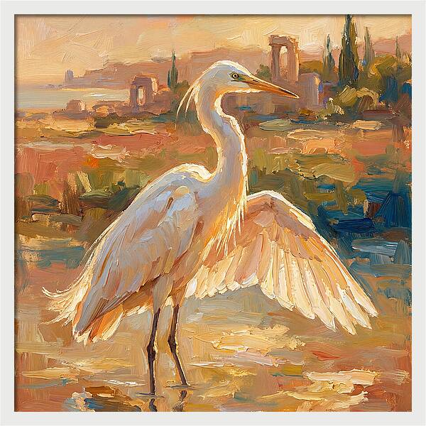 Majestic Egret In The Mediterranean
